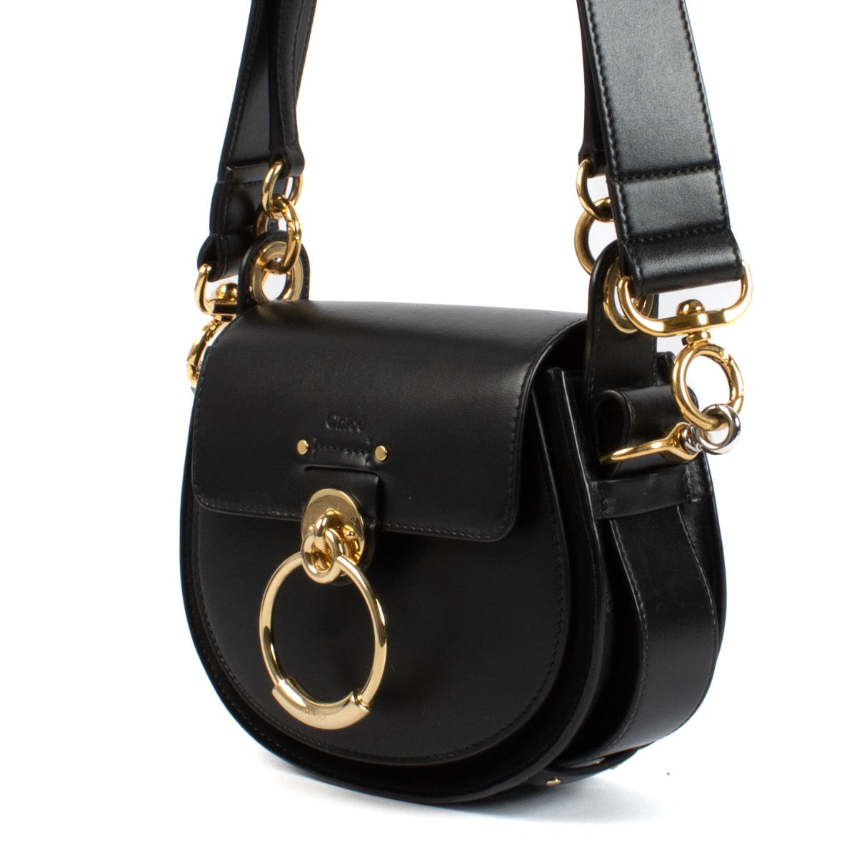 Chloé Black Shiny Leather Small Tess Bag now for sale on Labellov website with designer items in good condition