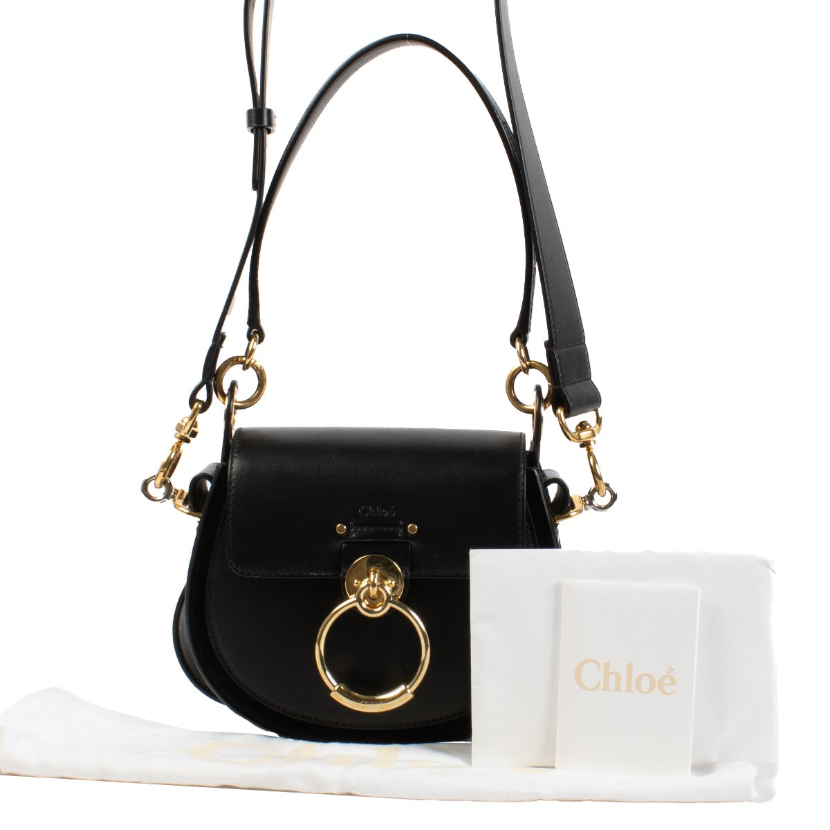 Chloé Black Shiny Leather Small Tess Bag now for sale on Labellov website with designer items in good condition