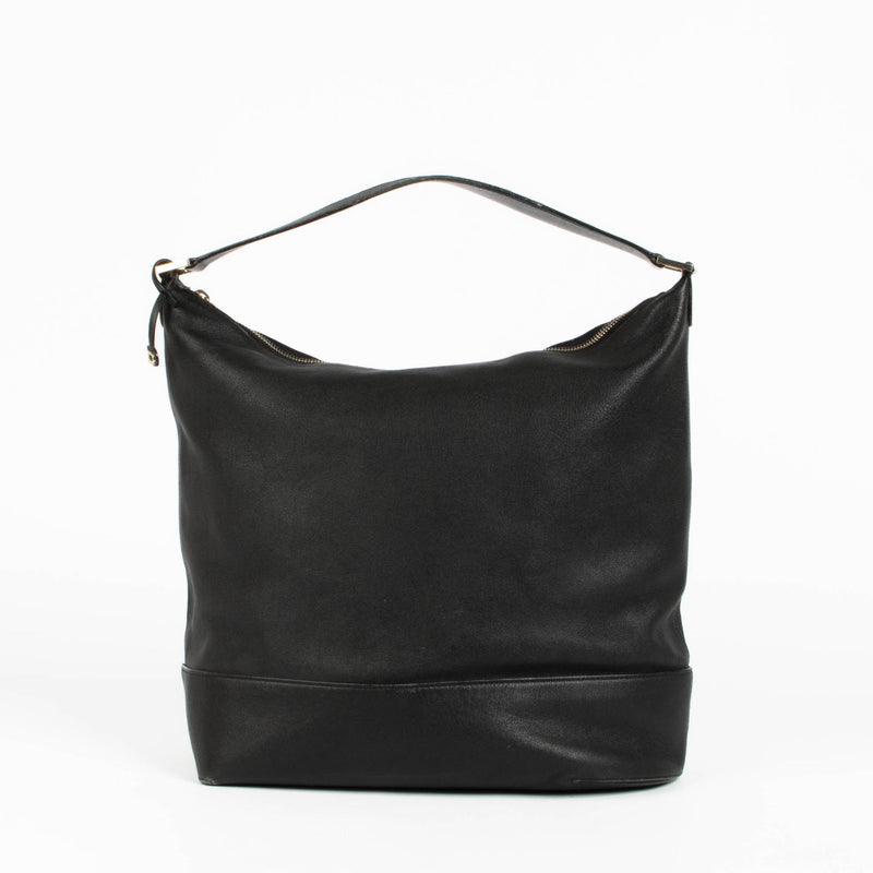 Authentic pre-loved Delvaux Black Leather Every D Hobo Shoulder Bag on Labellov.com