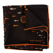 Delvaux Black Printed Silk Carré Scarf