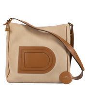 Delvaux Natural/Tan Canvas/Leather Louise Hobo Bag