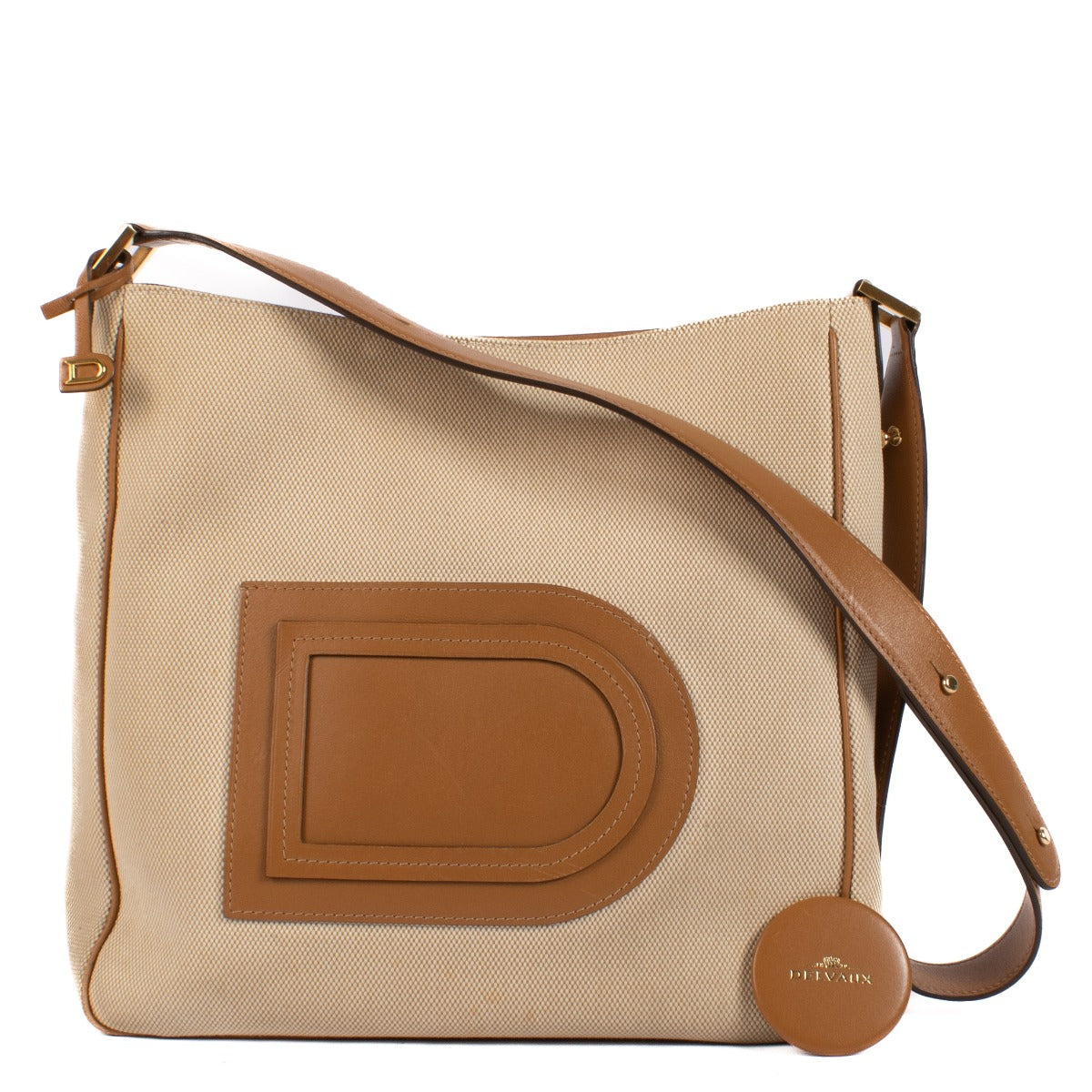 Delvaux Natural/Tan Canvas/Leather Louise Hobo Bag