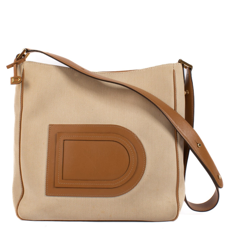 Delvaux Natural/Tan Canvas/Leather Louise Hobo Bag