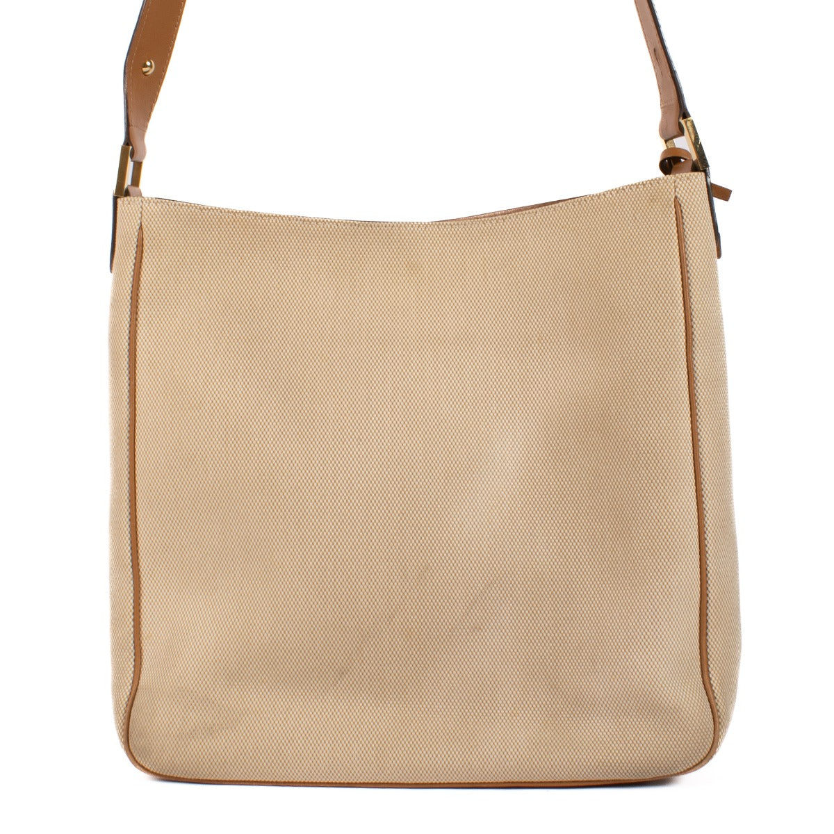 Sac hobo Delvaux Louise en toile et cuir naturel/beige
