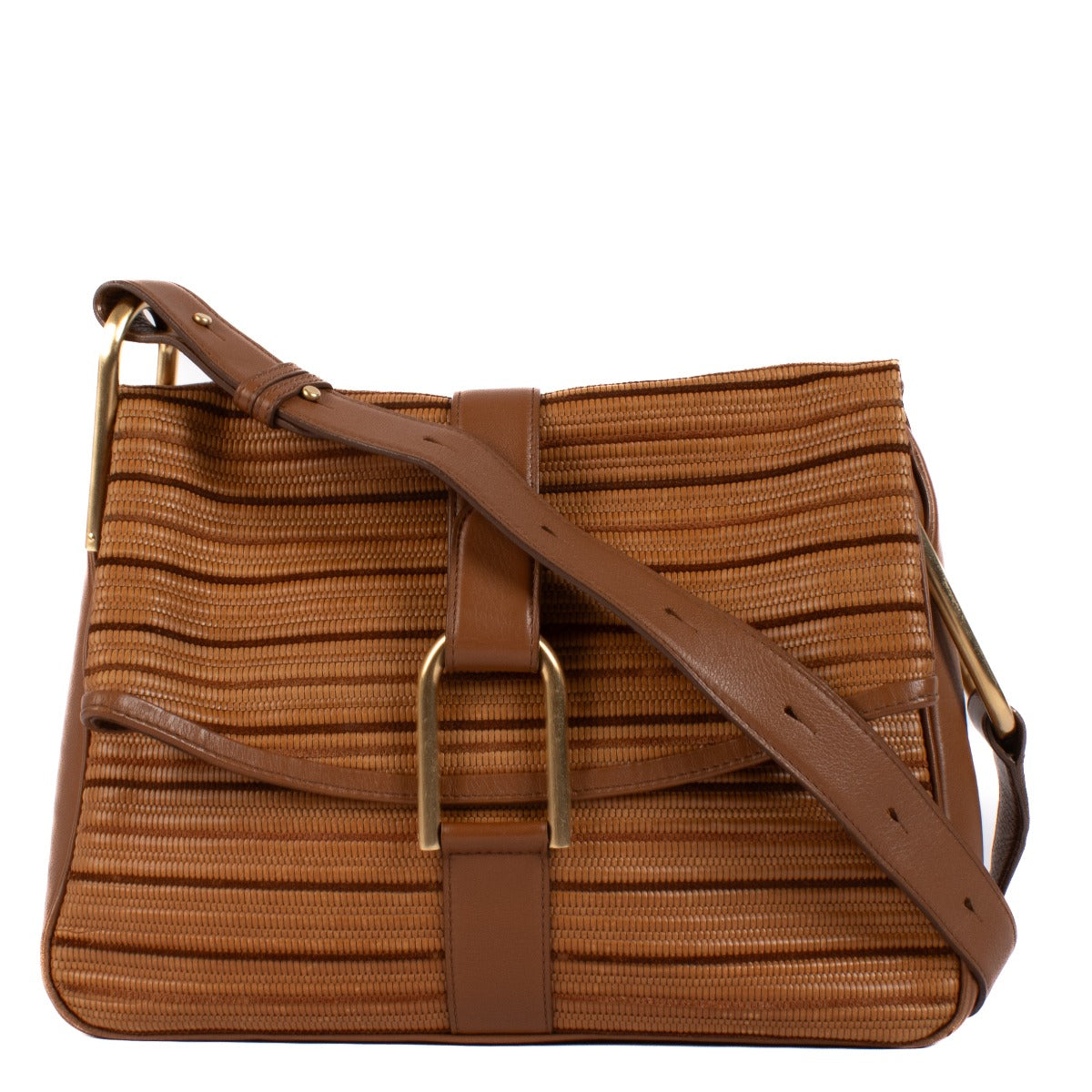 Shop 100% authentic Delvaux Fauve Toile Nuance Givry MM Baudrier Bag at Labellov.com.