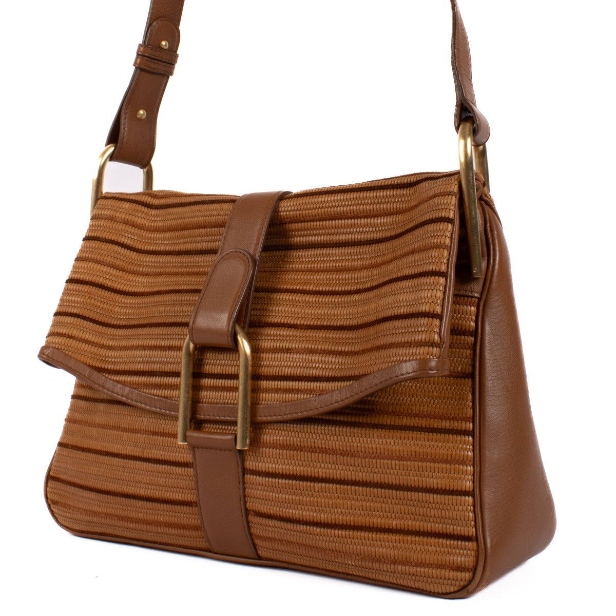Shop 100% authentic Delvaux Fauve Toile Nuance Givry MM Baudrier Bag at Labellov.com.