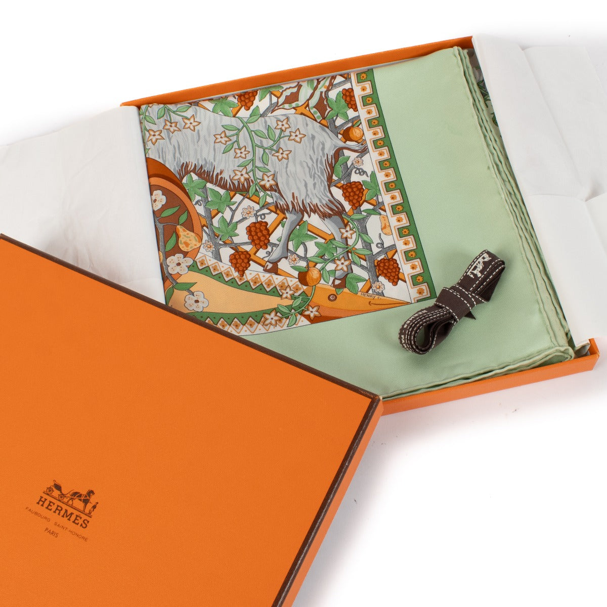 Hermès Mintgroene Axis Mundi Zijden 90 Sjaal