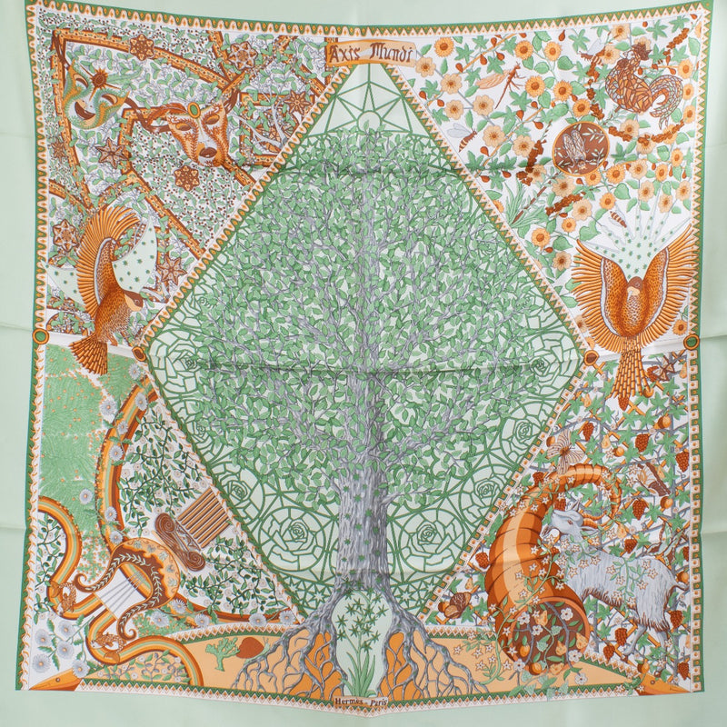 Hermès Mint Green Axis Mundi Silk 90 Scarf