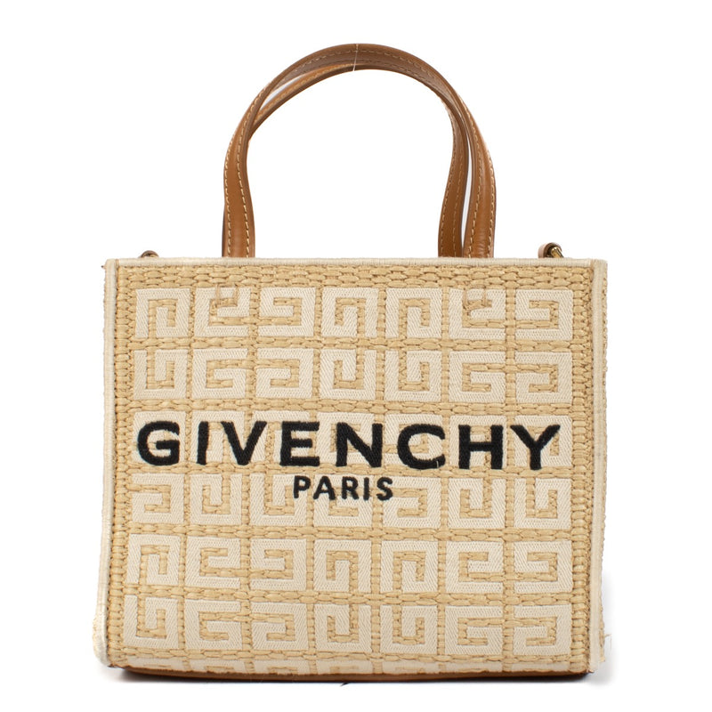 Shop safe online at Labellov in Antwerp, Brussels and Knokke this 100% authentic second hand Givenchy 4G Mini G-Tote Raffia Bag