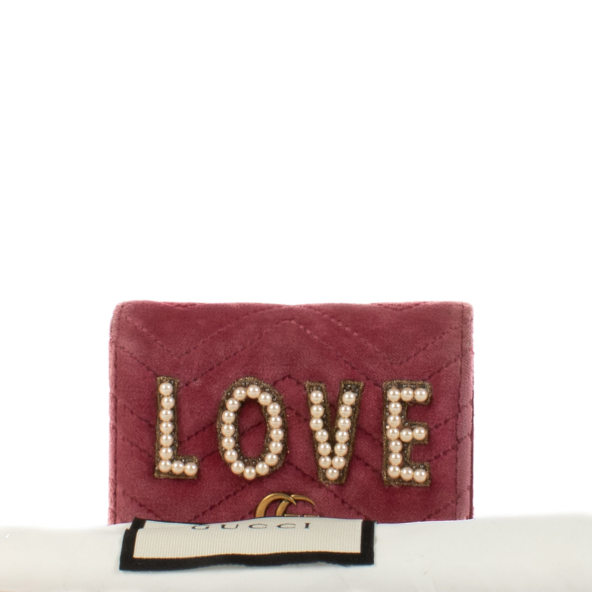 Gucci Marmont Pink Velvet Love Wallet
