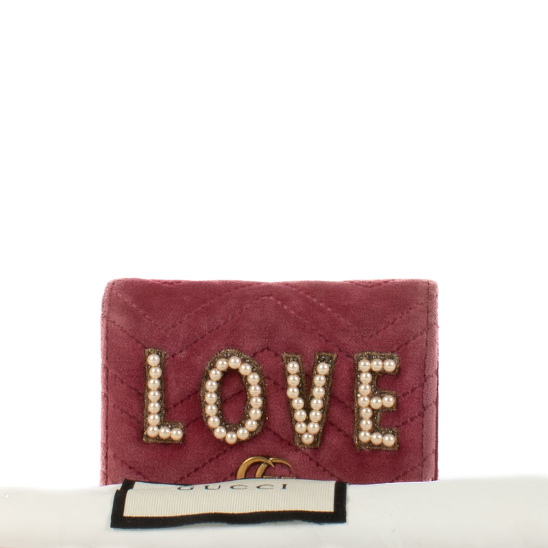 Gucci Marmont Pink Velvet Love Wallet