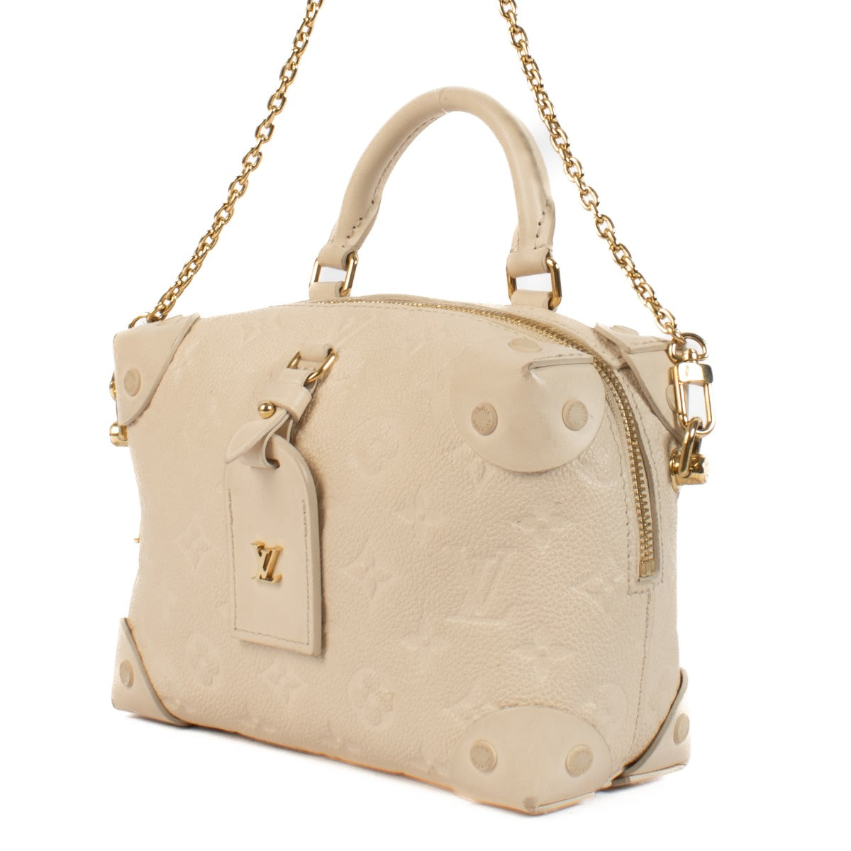 Shop safe online at Labellov in Antwerp, Brussels and Knokke this 100% authentic second hand Louis Vuitton Neige Monogram Empreinte Petite Malle Souple Bag