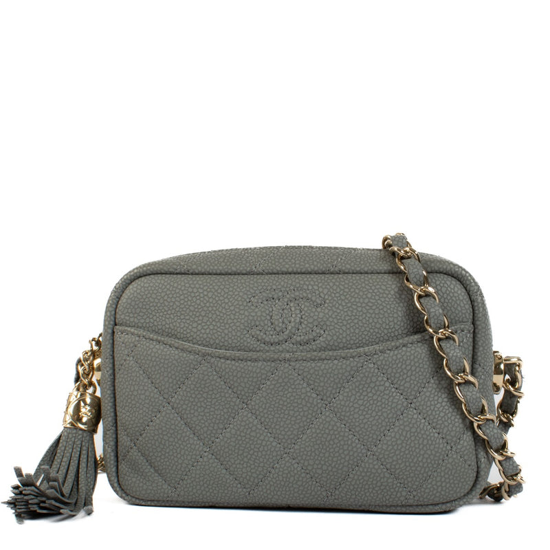Shop safe online at Labellov in Antwerp, Brussels and Knokke this 100% authentic second hand Chanel Grey Leather Small Camera Crossbody Bag