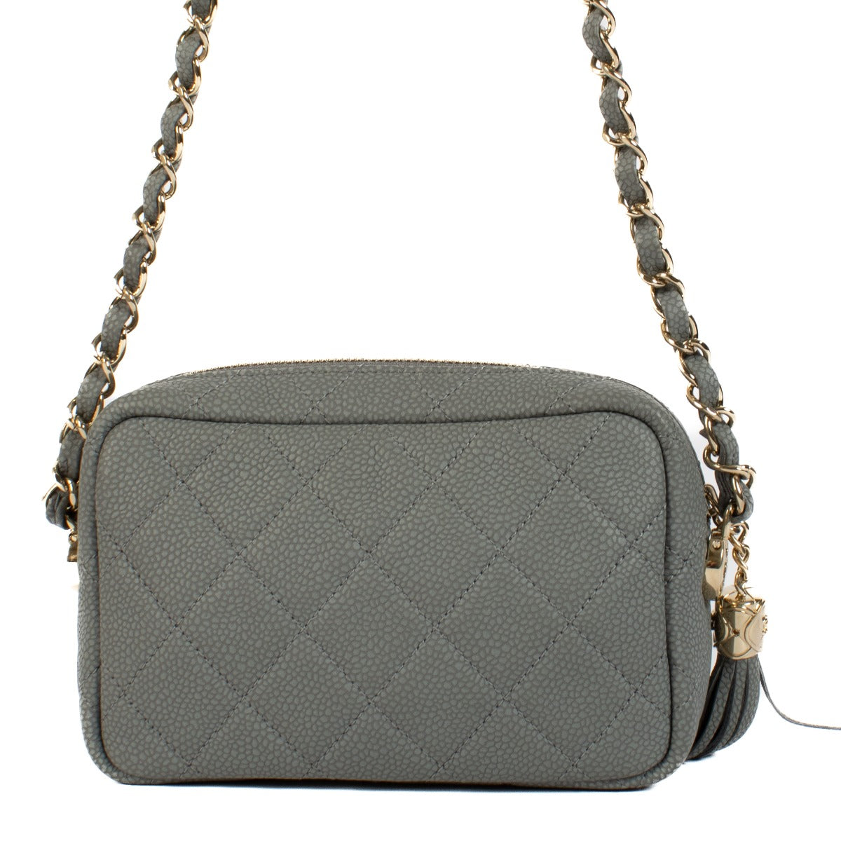Shop safe online at Labellov in Antwerp, Brussels and Knokke this 100% authentic second hand Chanel Grey Leather Small Camera Crossbody Bag