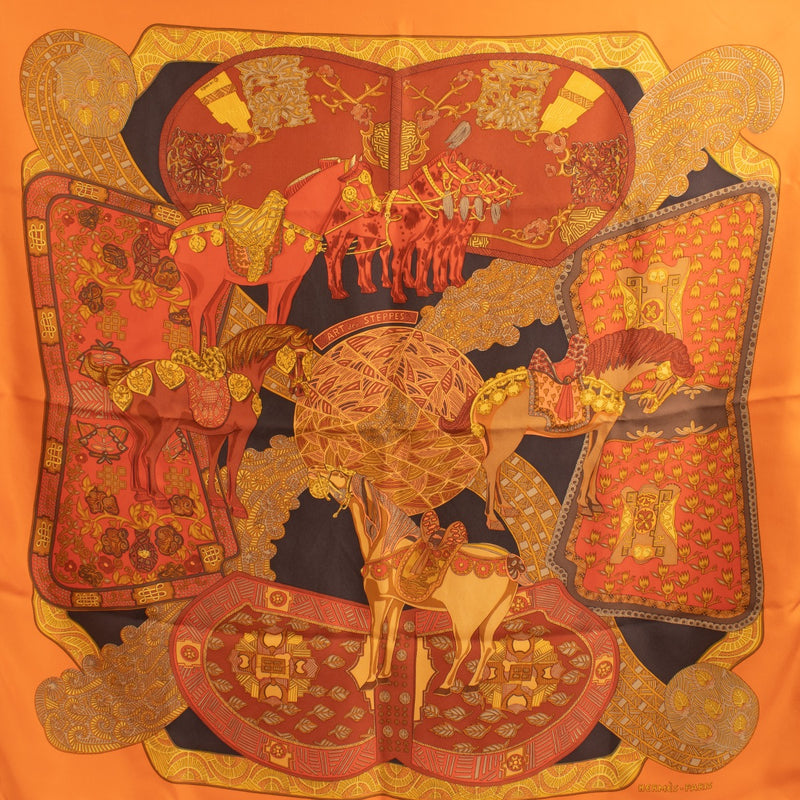 Shop 100% authentic secondhand Hermès Orange Art Des Steppes Scarf on Labellov.com