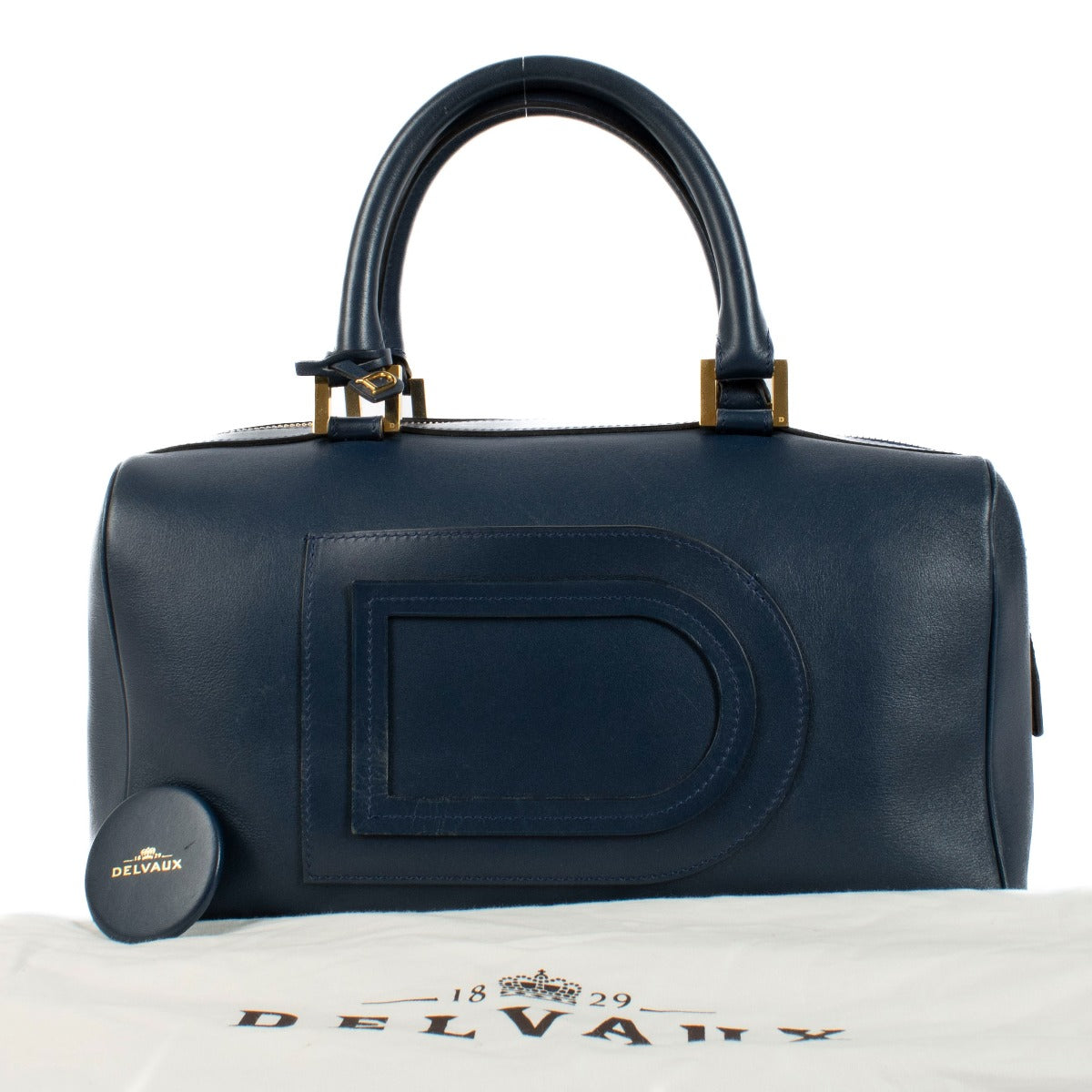 Shop 100% authentic Delvaux Blue Leather Louise Boston Bag at Labellov.com.