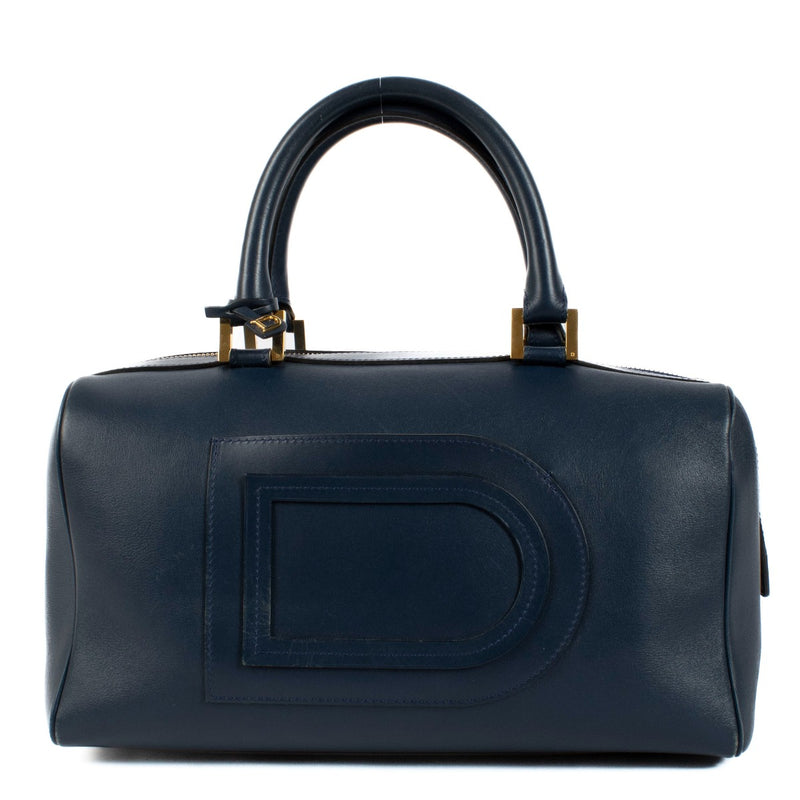 Shop 100% authentic Delvaux Blue Leather Louise Boston Bag at Labellov.com.