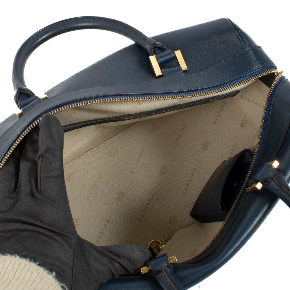 Shop 100% authentic Delvaux Blue Leather Louise Boston Bag at Labellov.com.