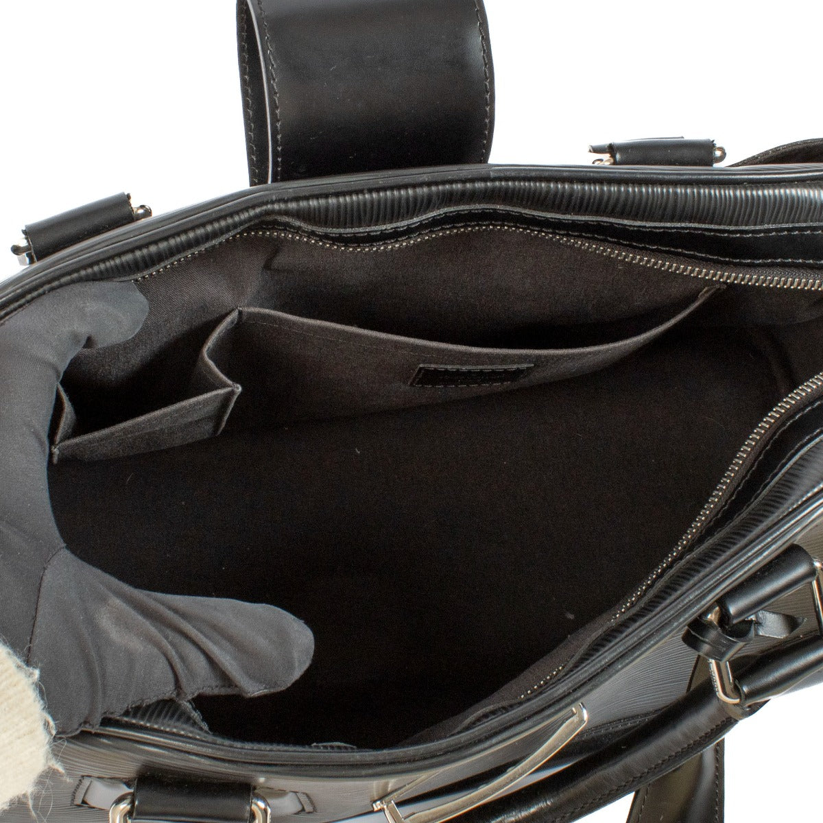 Shop 100% authentic Louis Vuitton Black Epi Leather Montaigne GM Bowling Bag at Labellov.com.
