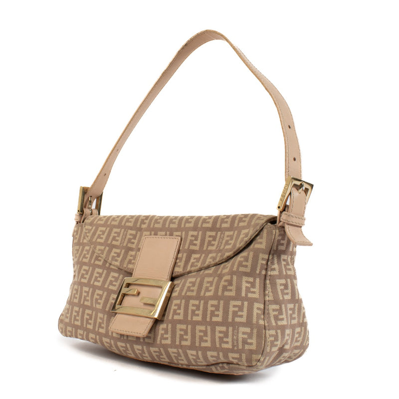 Shop 100% authentic Fendi Dusky Pink Zucchino FF Baguette Bag at Labellov.com.