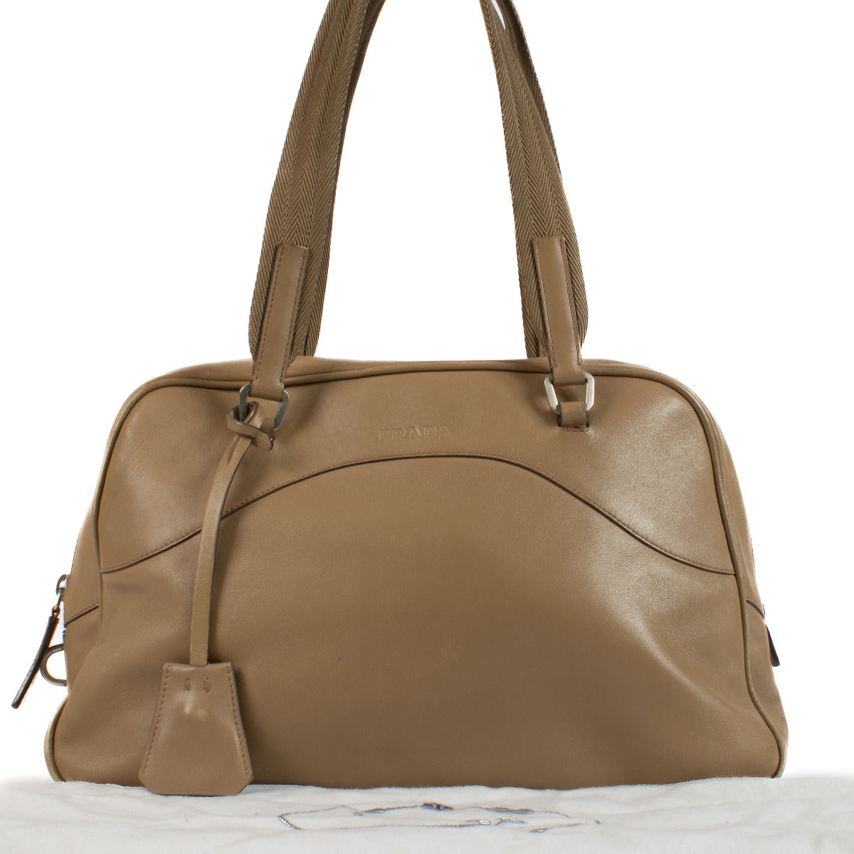 Prada Beige City Calf Bowling Bag