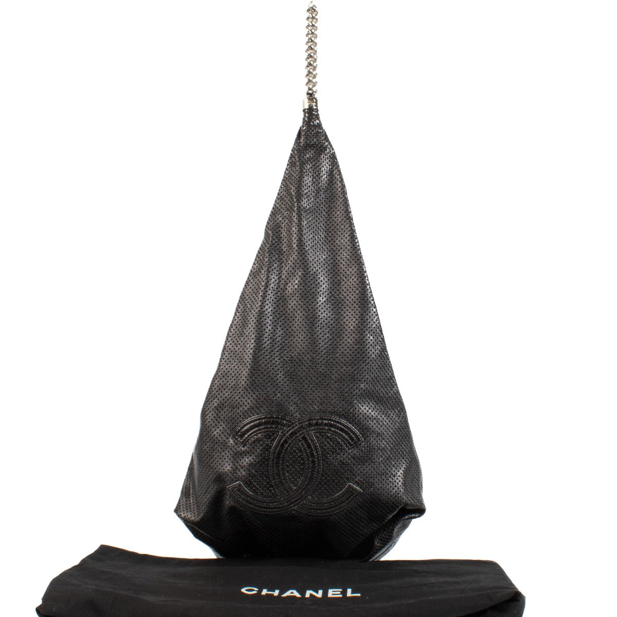 Chanel Zwarte Geperforeerde Rodeo Drive Grote Hobo Tas