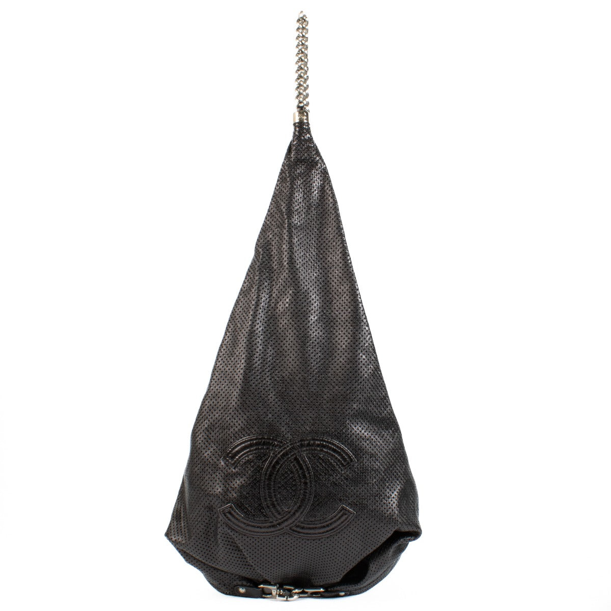 Chanel Zwarte Geperforeerde Rodeo Drive Grote Hobo Tas