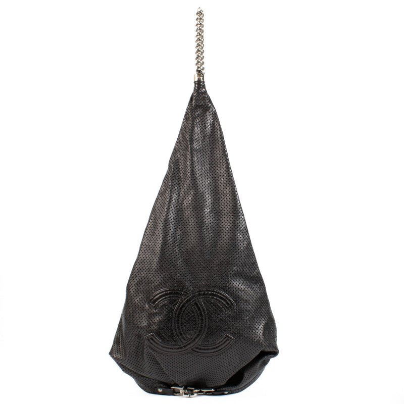 Chanel Black Perforated Rodeo Drive Large Hobo Bag