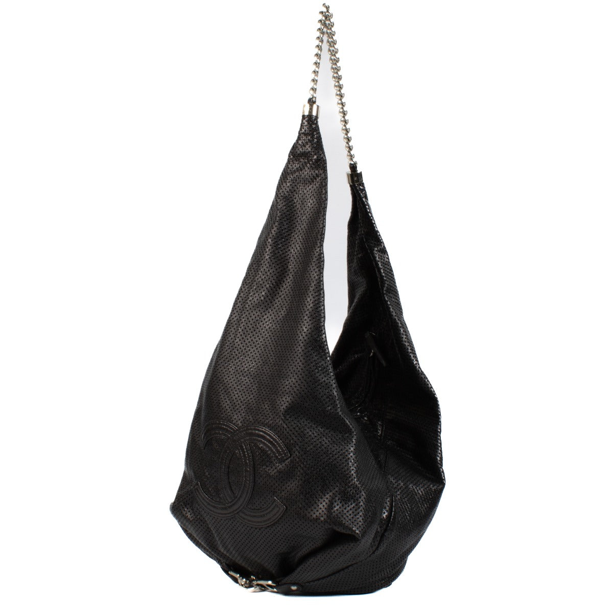 Chanel Zwarte Geperforeerde Rodeo Drive Grote Hobo Tas