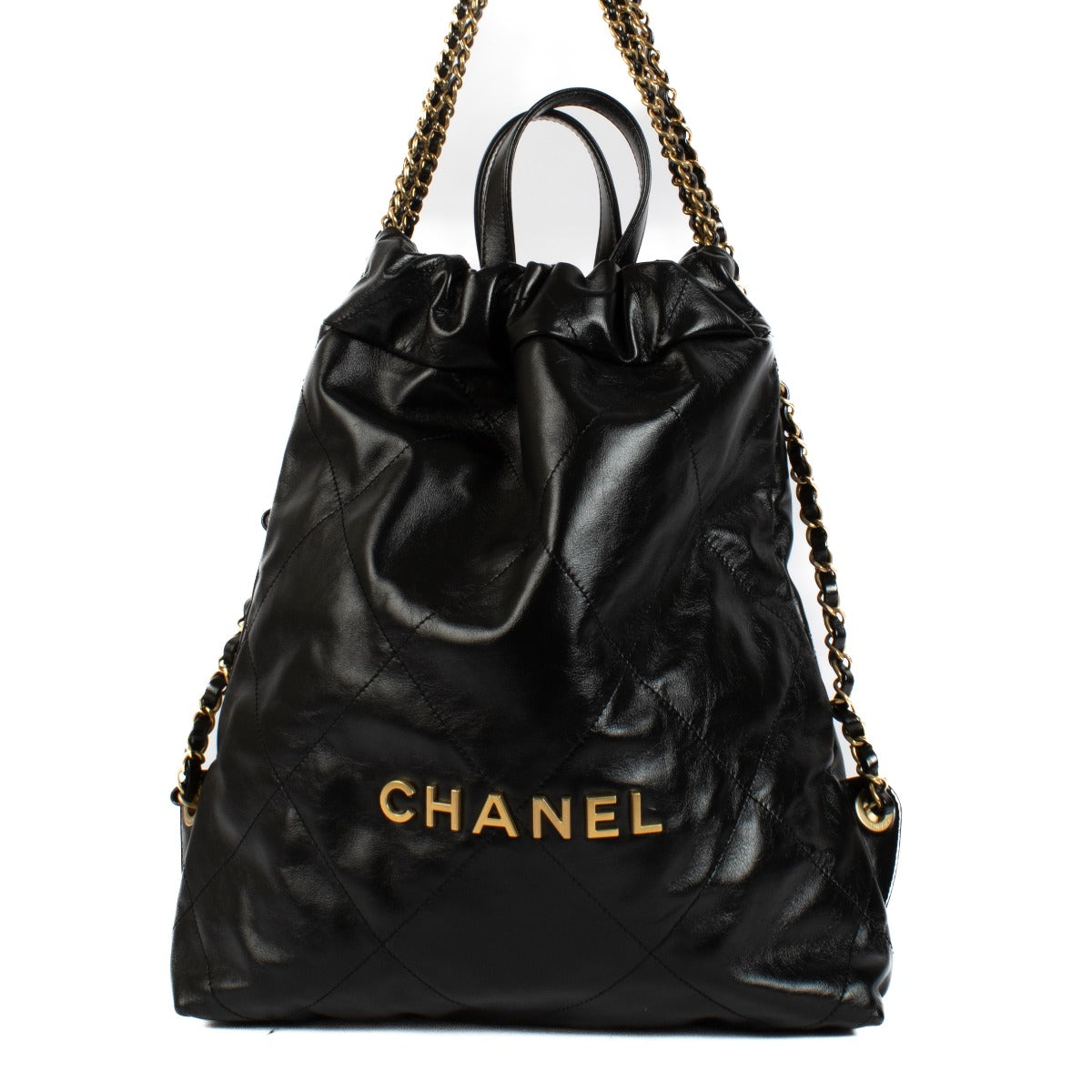 Chanel Black Shiny Calfskin 22 Backpack