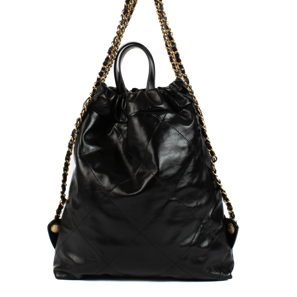 Chanel Black Shiny Calfskin 22 Backpack