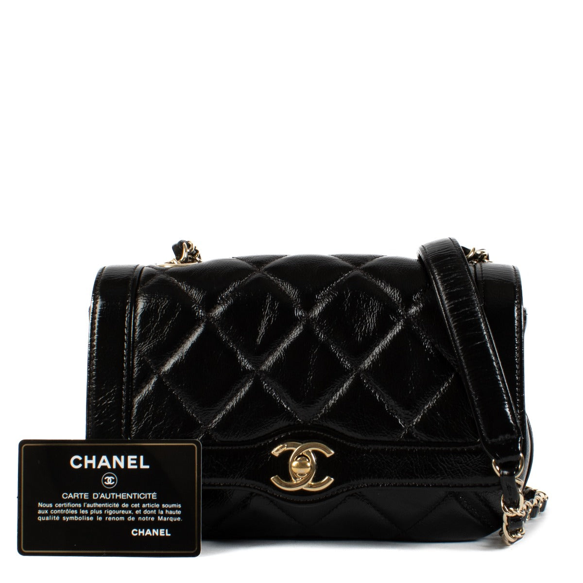 Chanel Zwart Glanzend Kalfsleer Mini Flap Bag