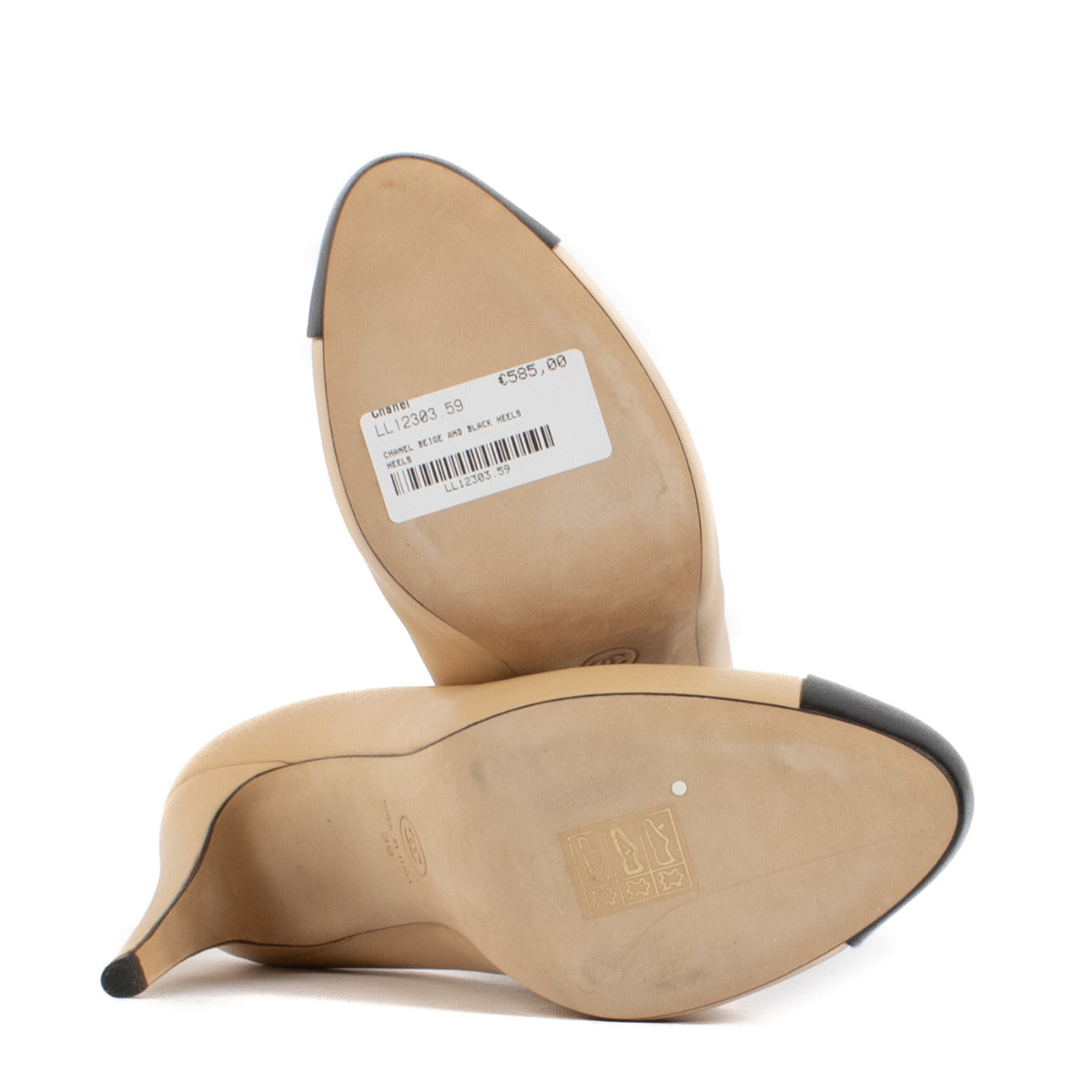Chanel Beige & Zwarte Hakken - Maat 39