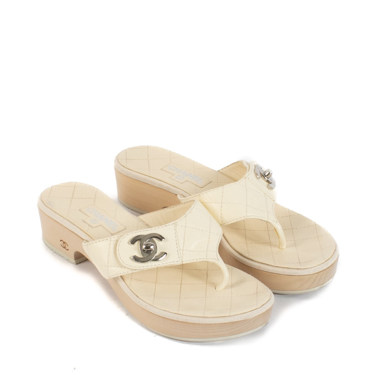 shop 100% authentic second hand Chanel White Sandals - Size 38 on Labellov.com