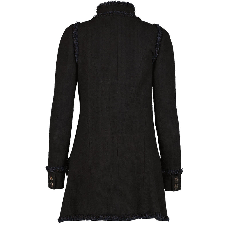 Chanel Black Chanel 13C Versailles Black Tweed Camellia Button Long Jacket