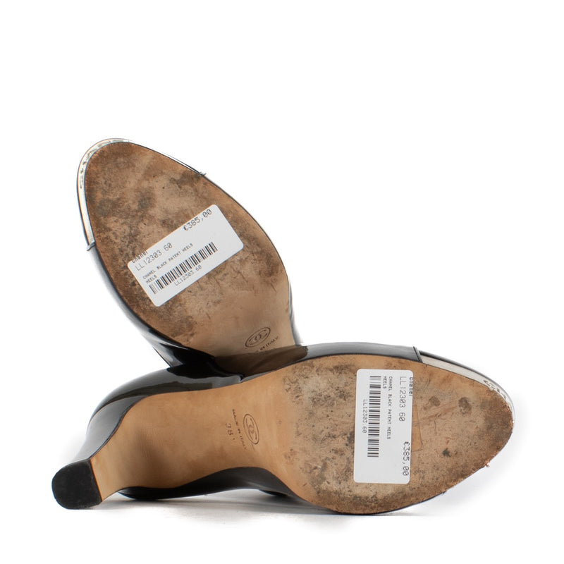 shop 100% authentic second hand Chanel Black Patent Heels - Size 38 1/2 on Labellov.com