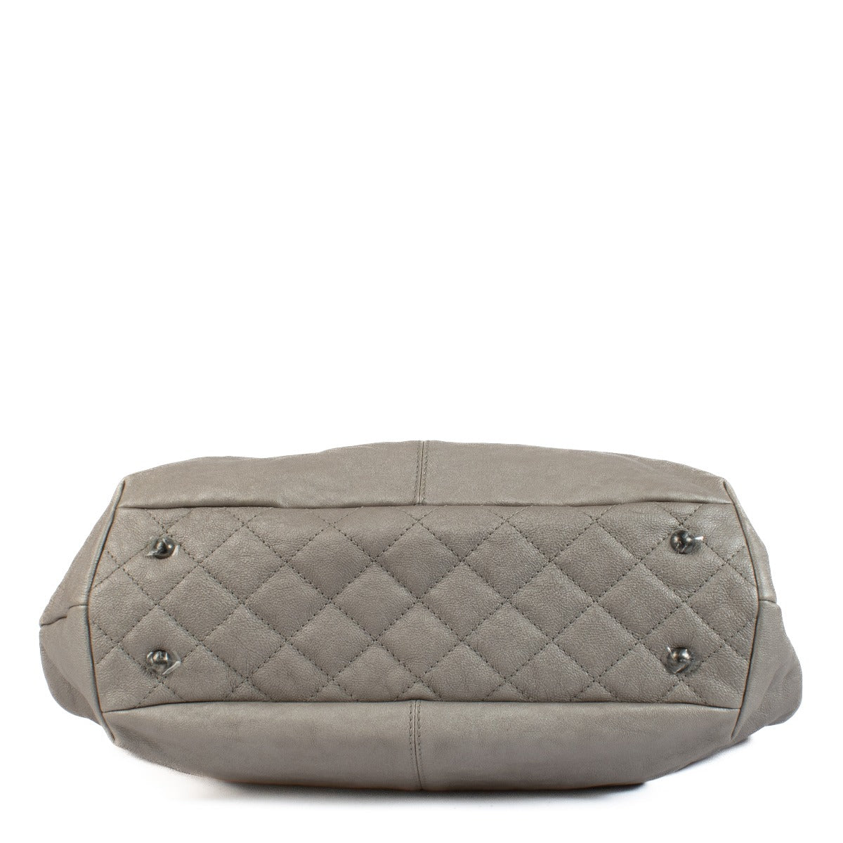 Shop 100% authentic Chanel Leather Silver Tote Top Handle Bag at Labellov.com.