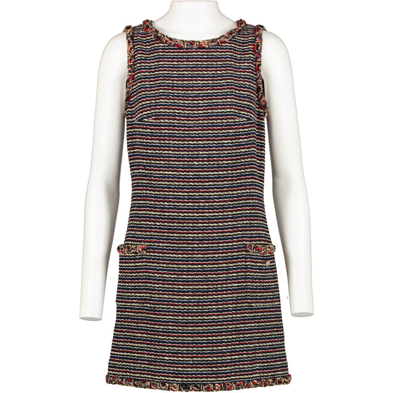 Shop safe online at Labellov in Antwerp, Brussels and Knokke this 100% authentic second hand Chanel Multicolor Tweed Dress - Size 38