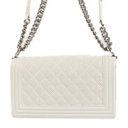 Shop 100% authentic secondhand Chanel White Perforated Medium Boy Crossbody Bag on Labellov.com