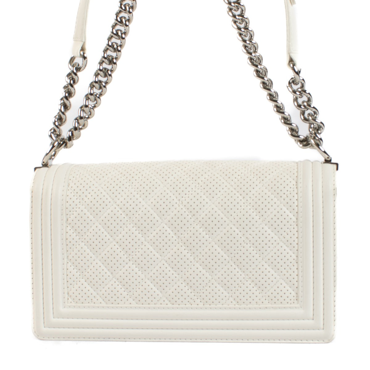 Shop 100% authentic secondhand Chanel White Perforated Medium Boy Crossbody Bag on Labellov.com