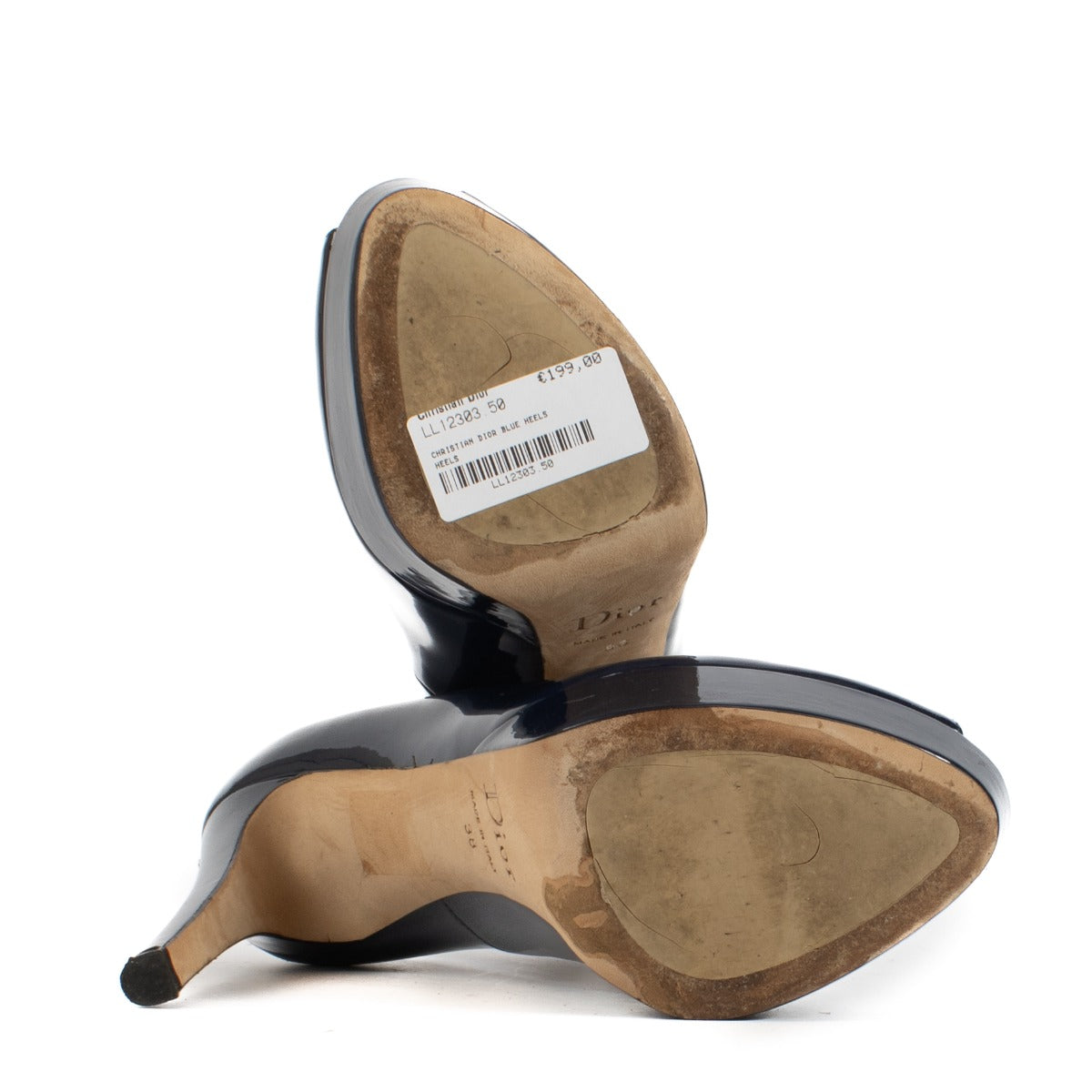 Shop safe online at Labellov in Antwerp, Brussels and Knokke this 100% authentic second hand Christian Dior Blue Patent Platform Heels - Size 38