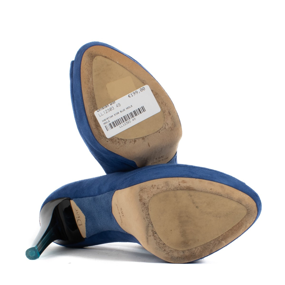 Shop safe online at Labellov in Antwerp, Brussels and Knokke this 100% authentic second hand Christian Dior Blue Suede Gradient Platform Heels - Size 38,5