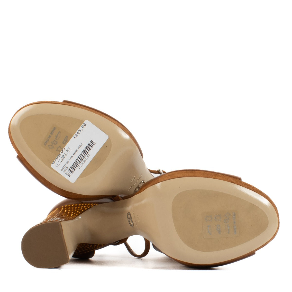 Shop safe online at Labellov in Antwerp, Brussels and Knokke this 100% authentic second hand Christian Dior Brown Leather Open Toe Platform Heels - Size 38