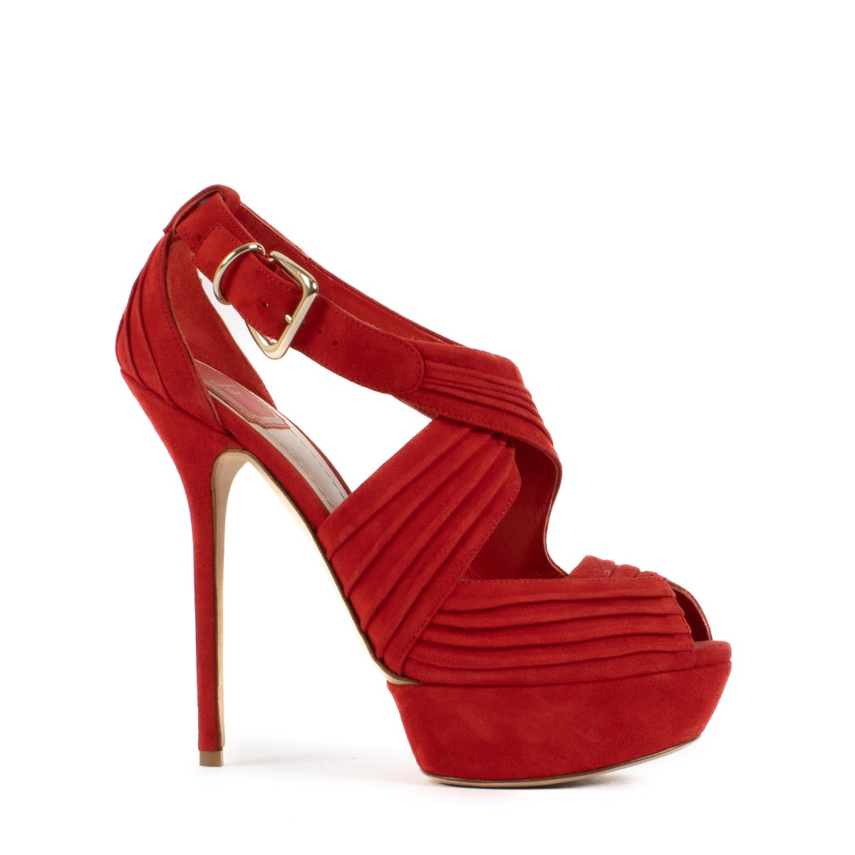 Shop safe online at Labellov in Antwerp, Brussels and Knokke this 100% authentic second hand Christian Dior Red Suede Platform Heels - Size 38