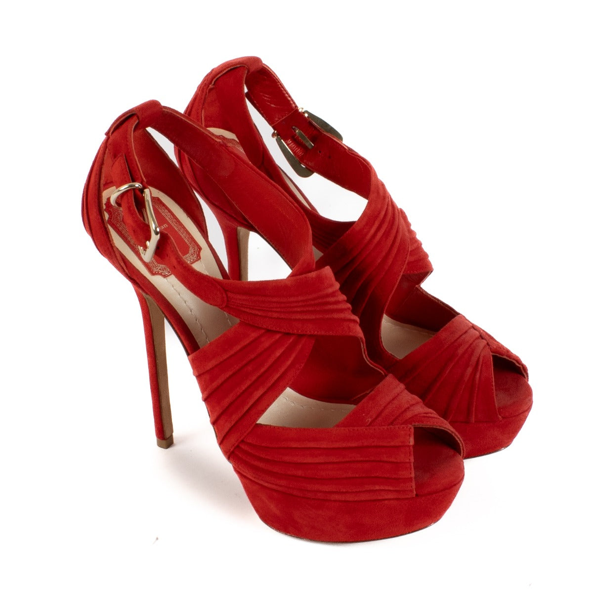 Shop safe online at Labellov in Antwerp, Brussels and Knokke this 100% authentic second hand Christian Dior Red Suede Platform Heels - Size 38