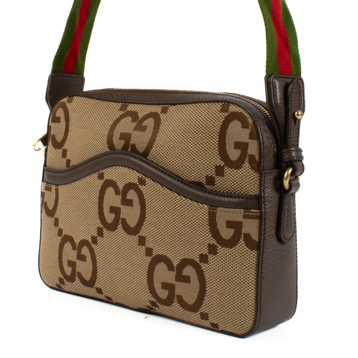 Gucci Monogram GG Jumbo Messenger Crossbody Tas