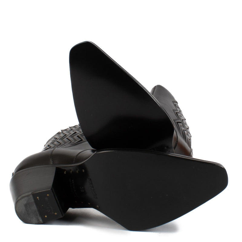 Hermès Black Leather Vegas Cowboy Boots - Size 38