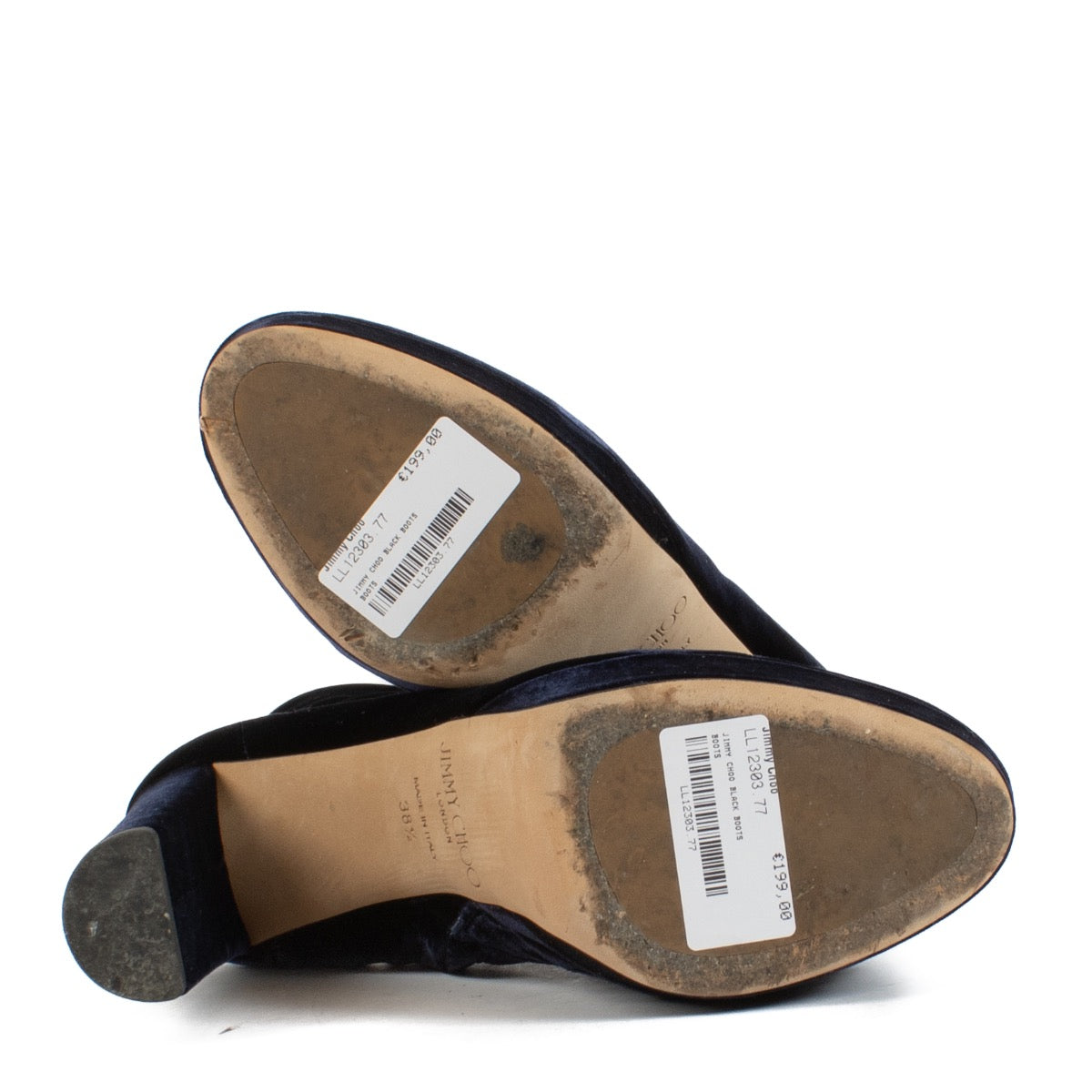 shop 100% authentic second hand Jimmy Choo Blue Velvet Boots - Size 38 1/2 on Labellov.com