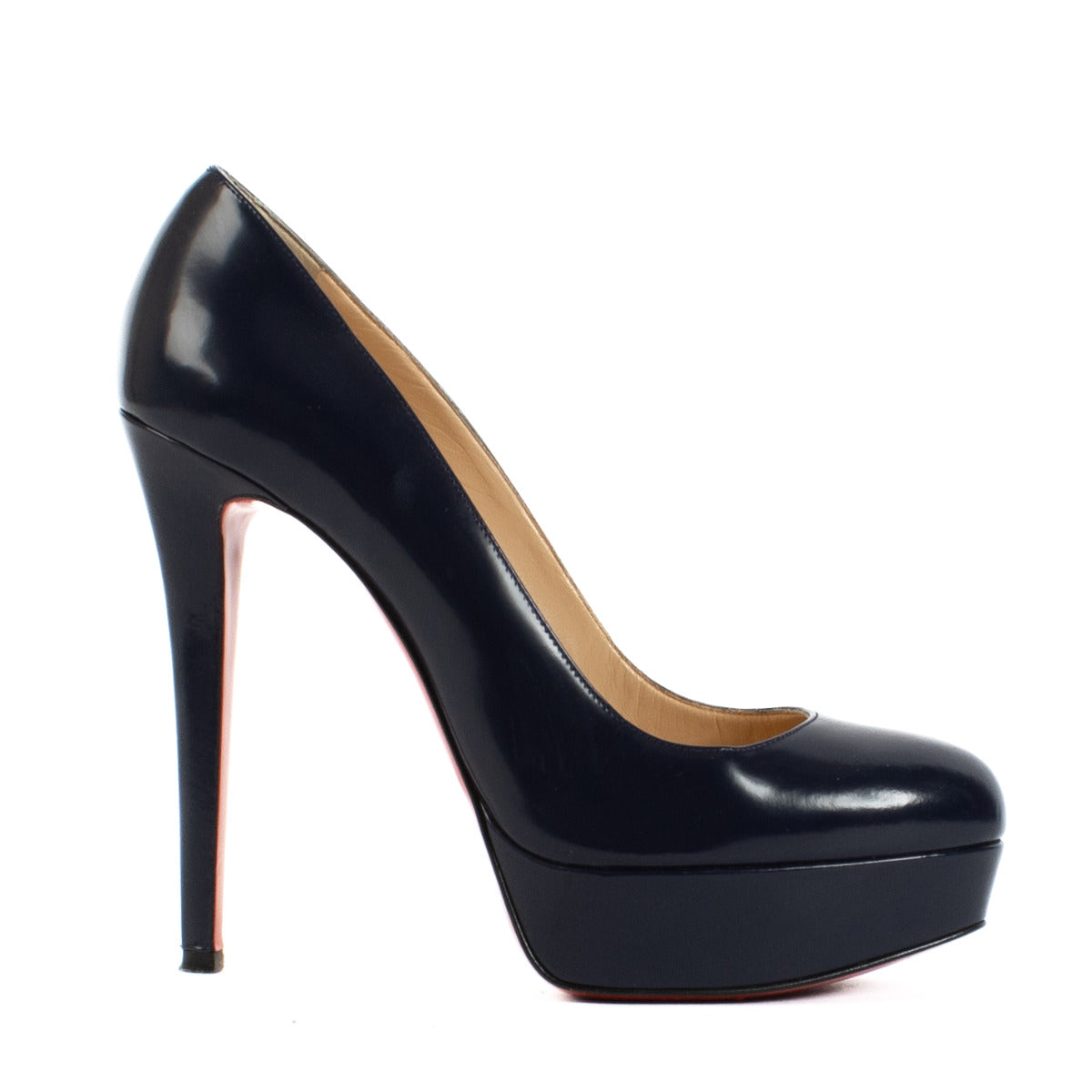 Christian Louboutin Blue Brushed Leather Bianca 140 Pumps - Size 39