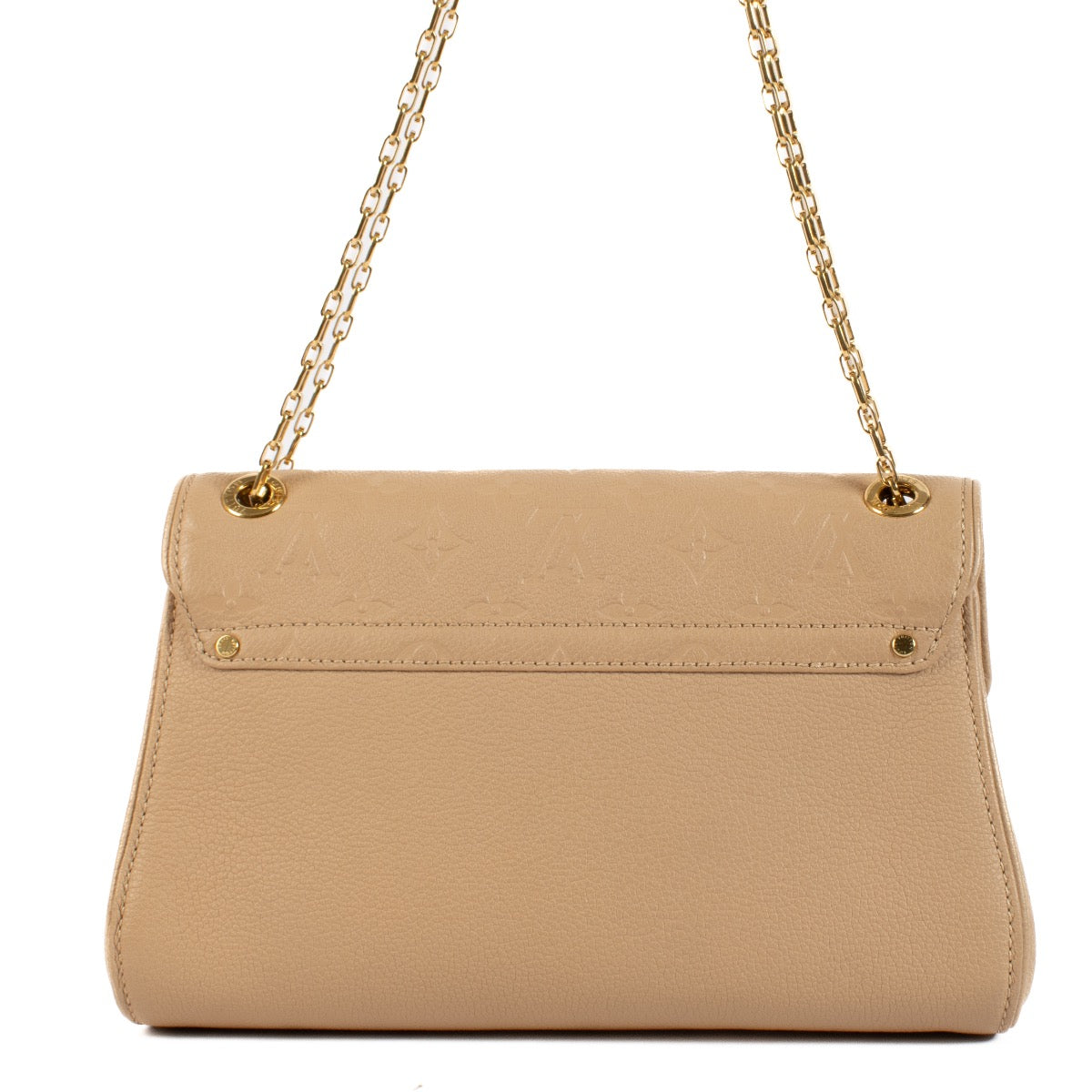 Shop safe online at Labellov in Antwerp, Brussels and Knokke this 100% authentic second hand Louis Vuitton Beige Monogram Empreinte Pallas Crossbody